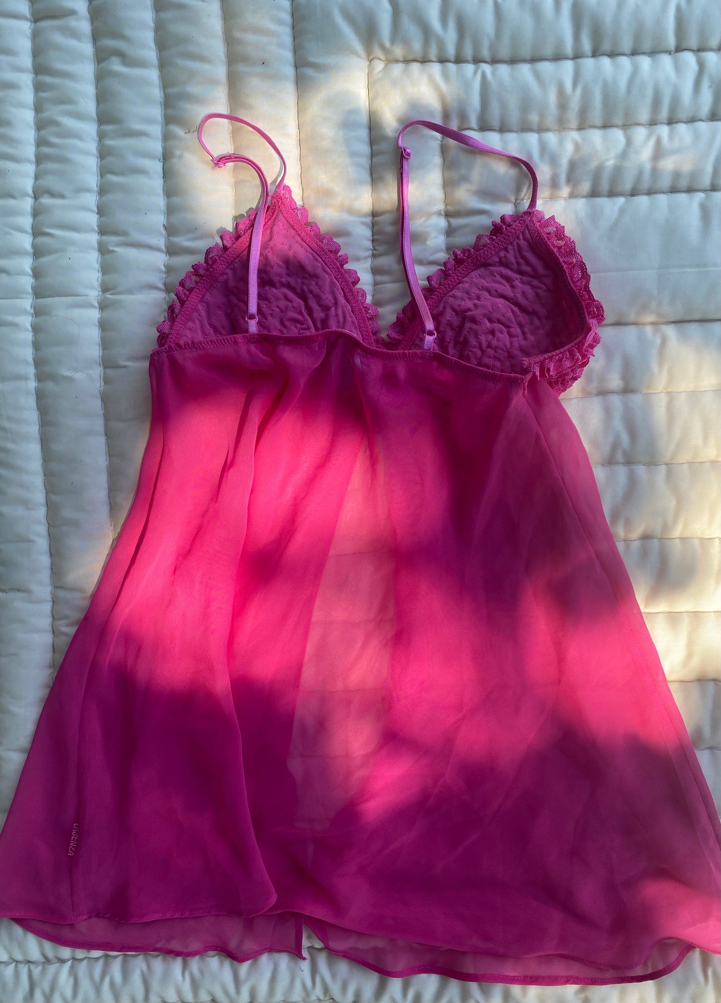 Vintage Hot Pink Sheer Babydoll Lingerie – Size Small
