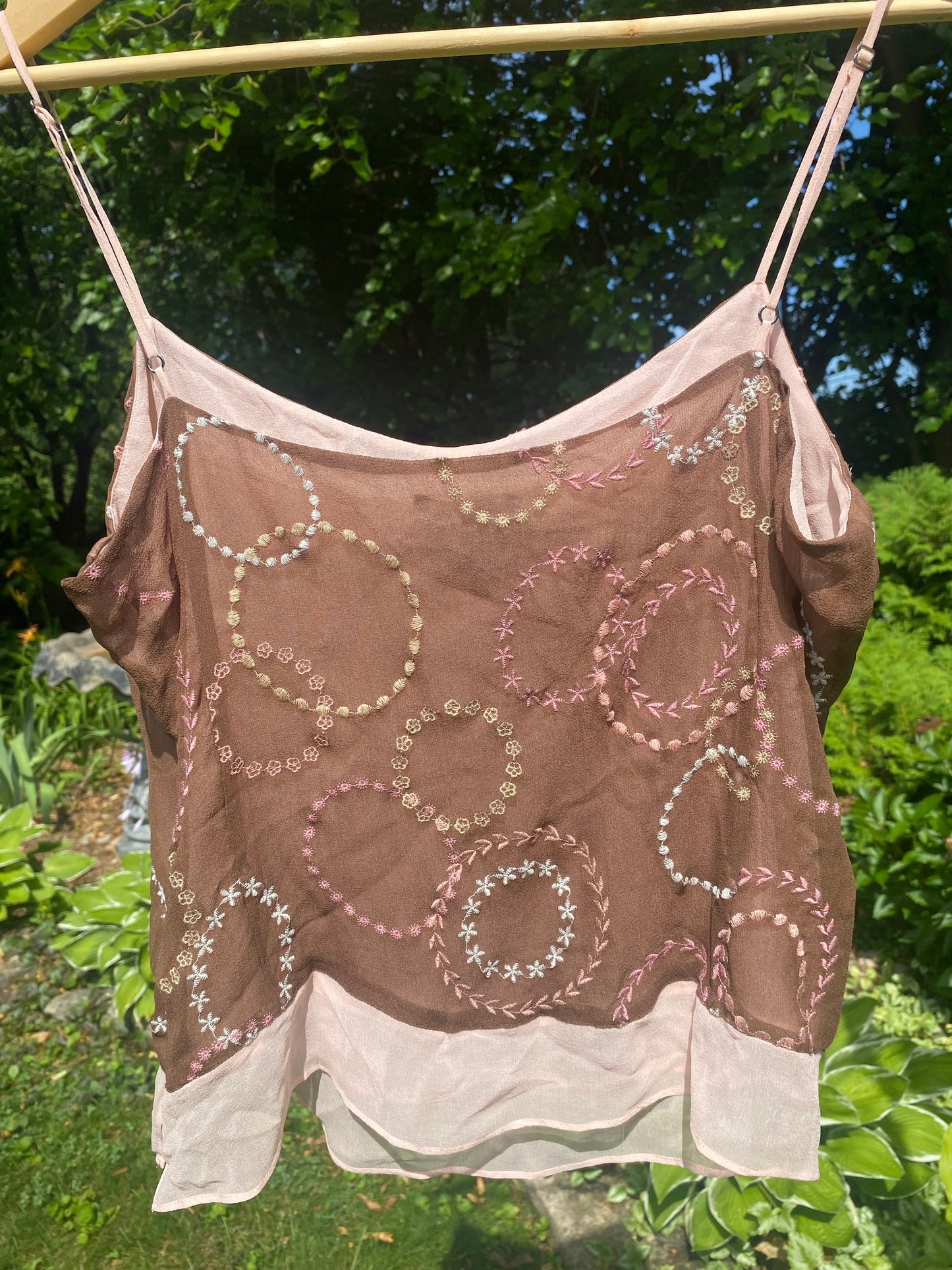 Vintage Brown Unique Stitching Cami
