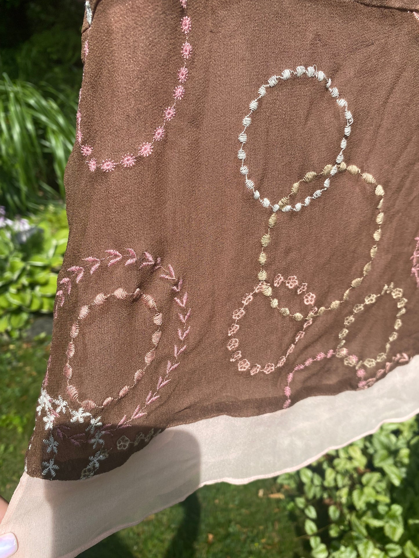 Vintage Brown Unique Stitching Cami