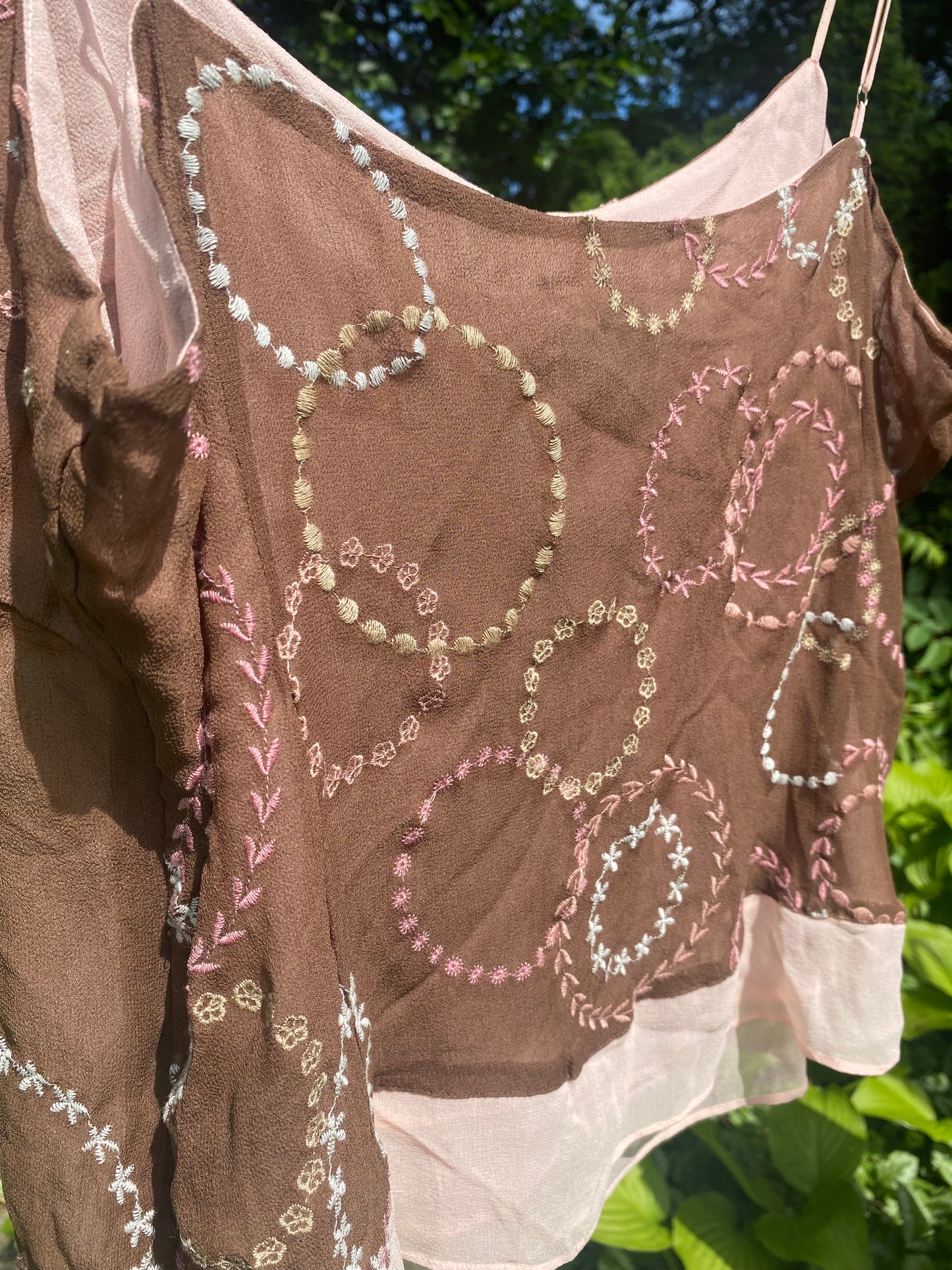 Vintage Brown Unique Stitching Cami