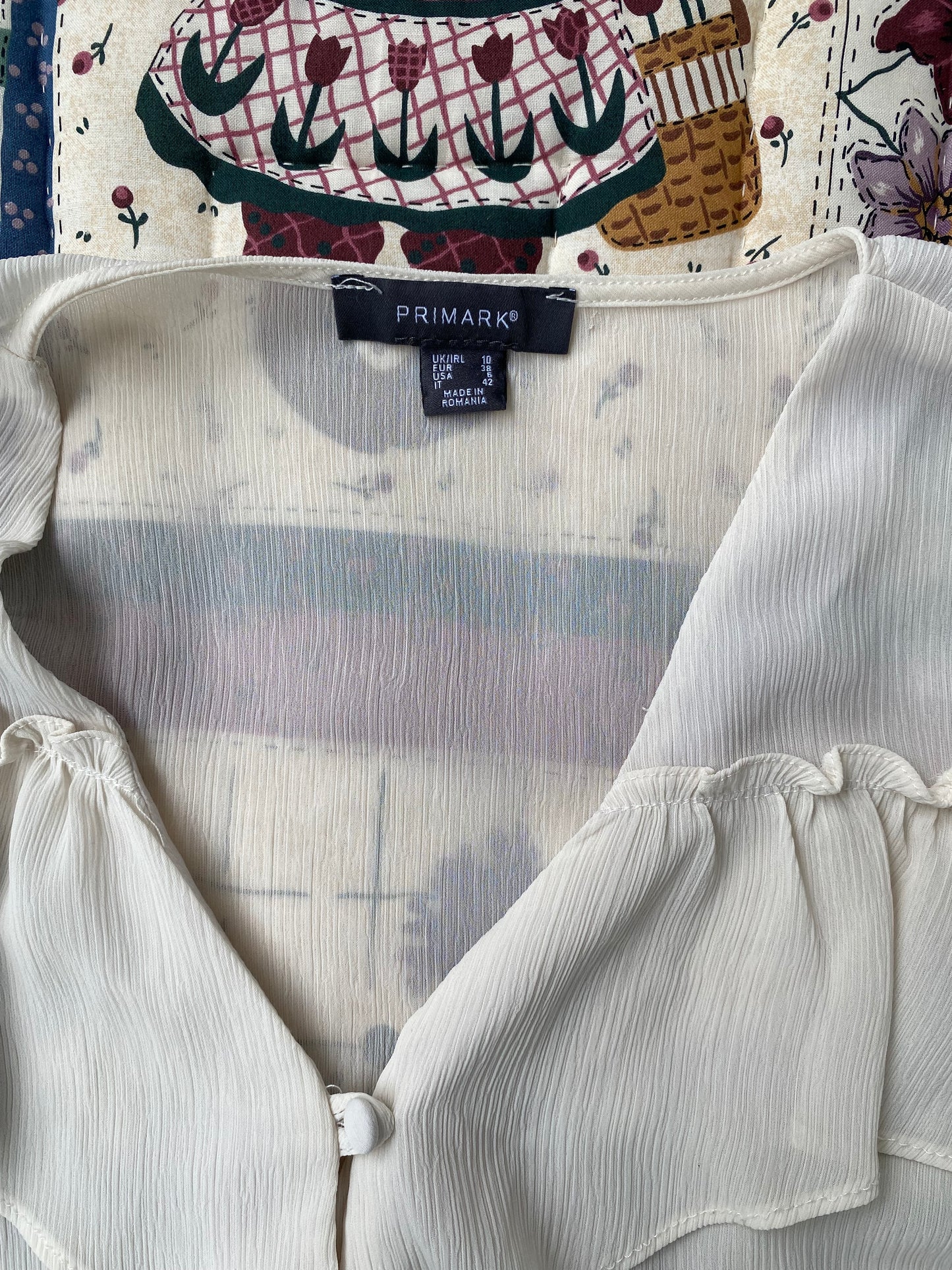 Romantic Cream Ruffle Blouse – Sheer Vintage-Inspired Button-Up