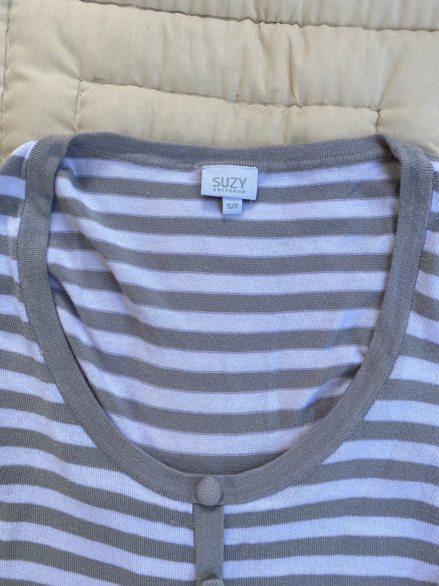 Vintage 2000s Gray & White Stripe Top | Moody Forks Layering Shirt