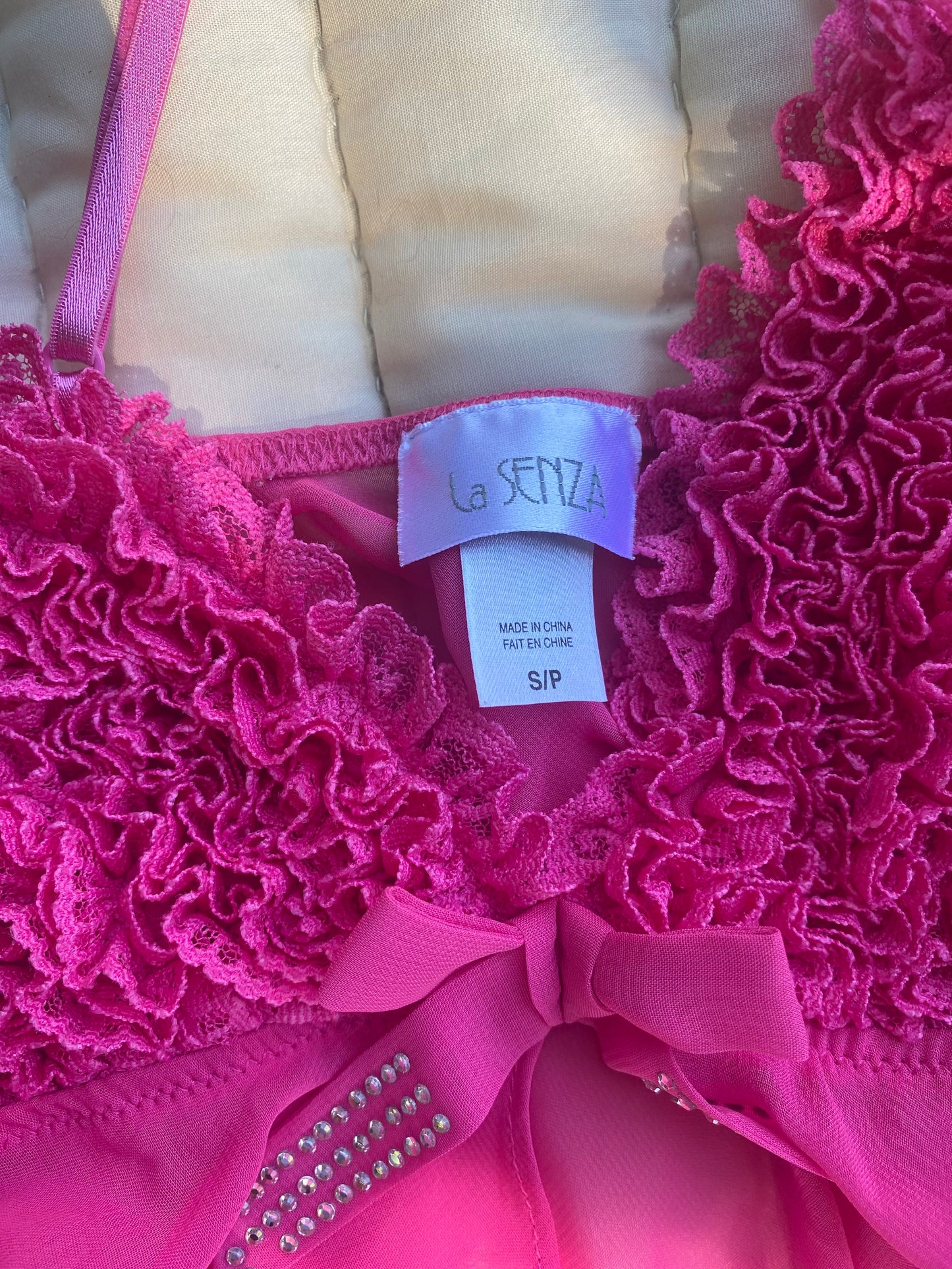 Vintage Hot Pink Sheer Babydoll Lingerie – Size Small