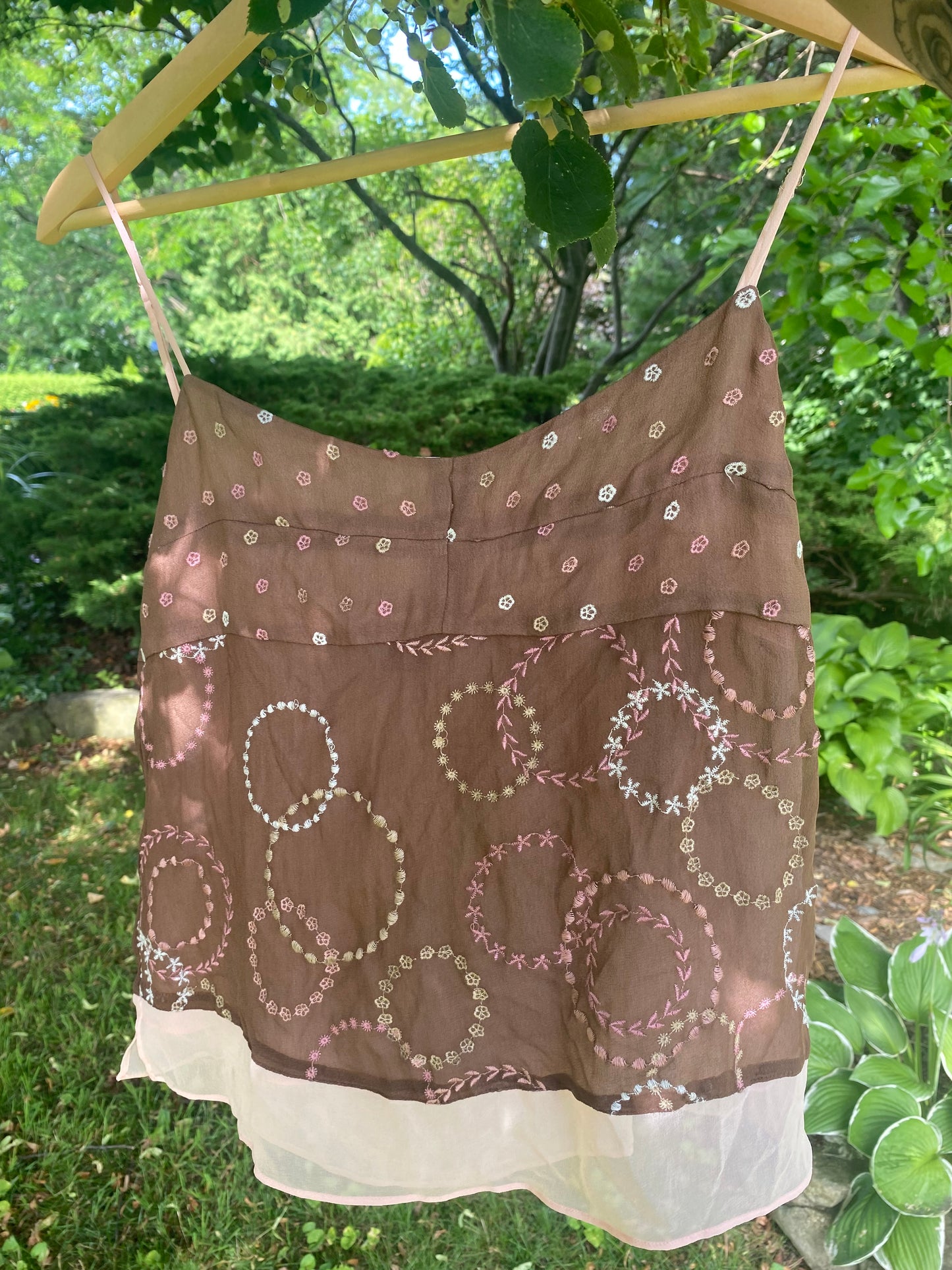 Vintage Brown Unique Stitching Cami