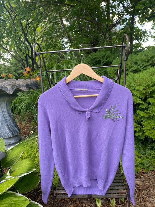 Vintage Lavender Textured Knit Top – Fits Like Small