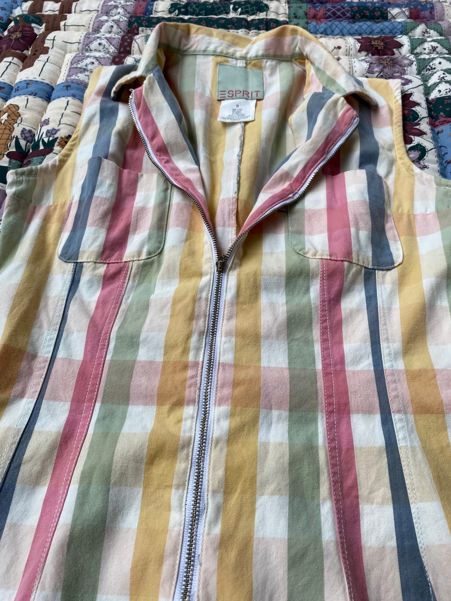 Vintage Esprit Pastel Plaid Sleeveless Zip-Front Dress (SOLD)