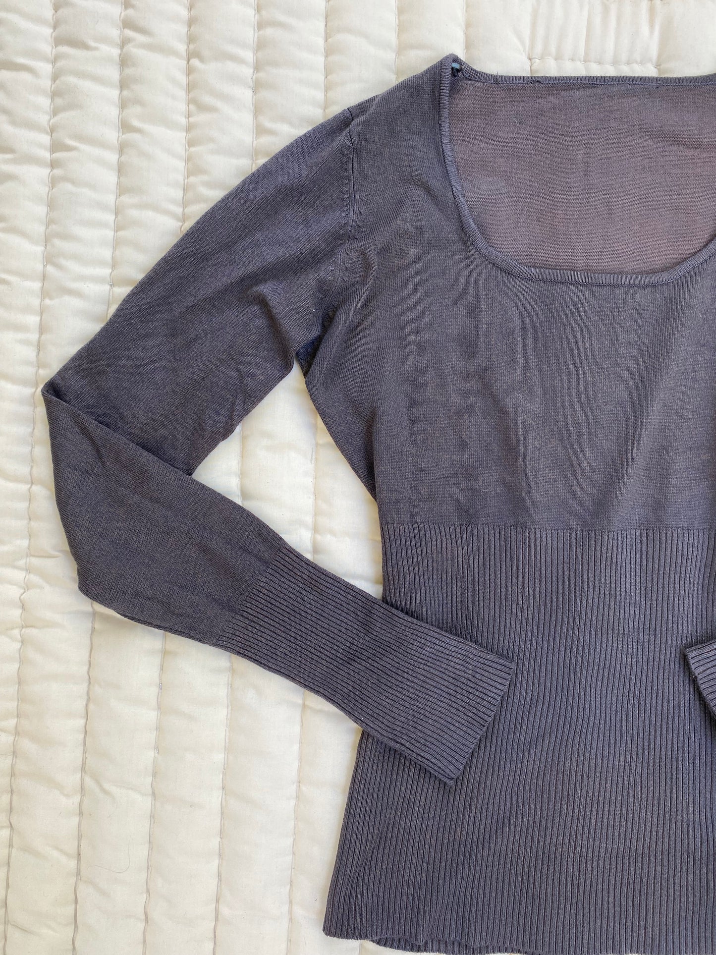 Brown Ribbed Long Sleeve Top – Pacific Northwest Twilight Aesthetic