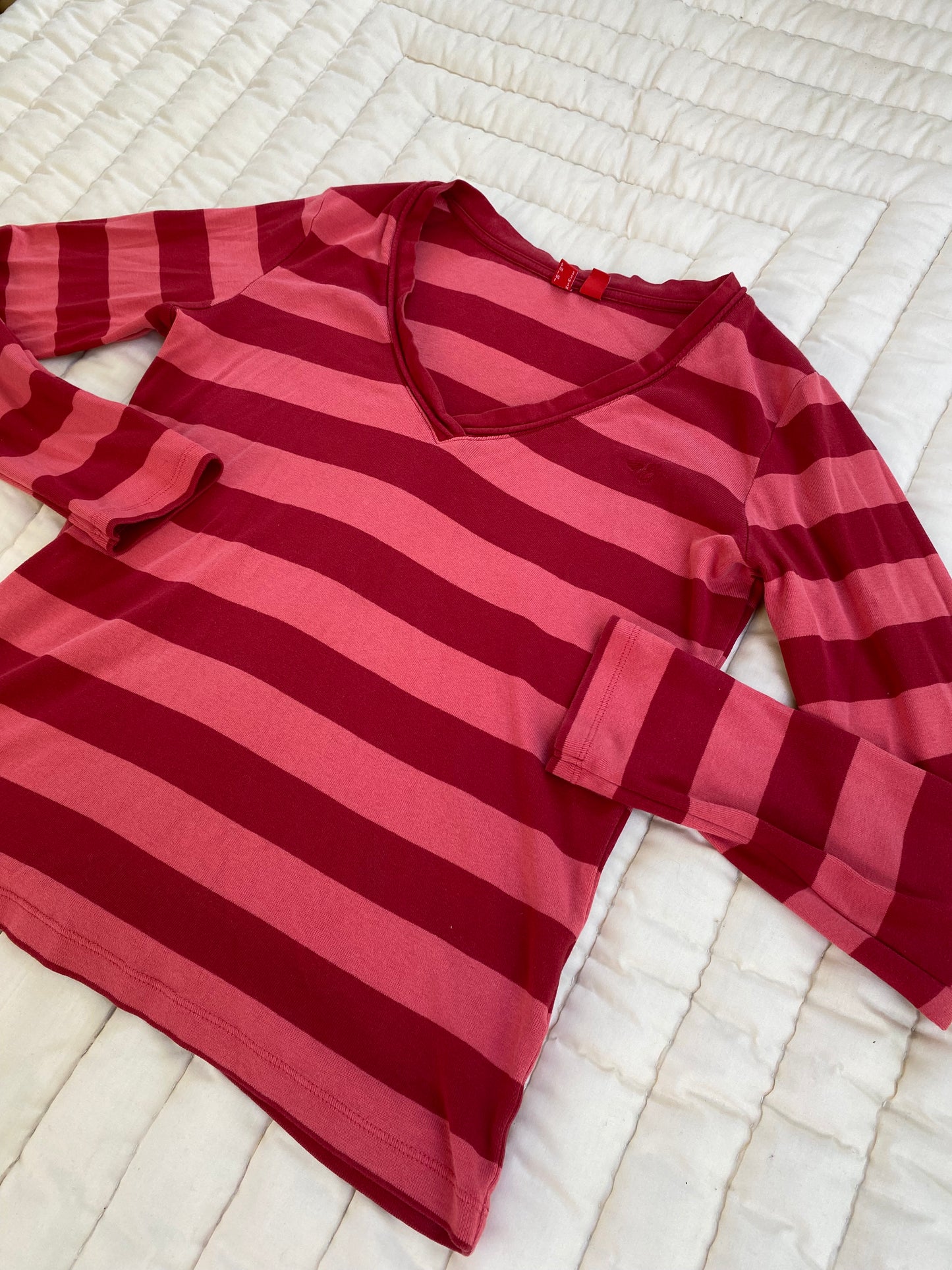 Y2K Red Striped Long Sleeve Top | Twilight Bella Swan Aesthetic