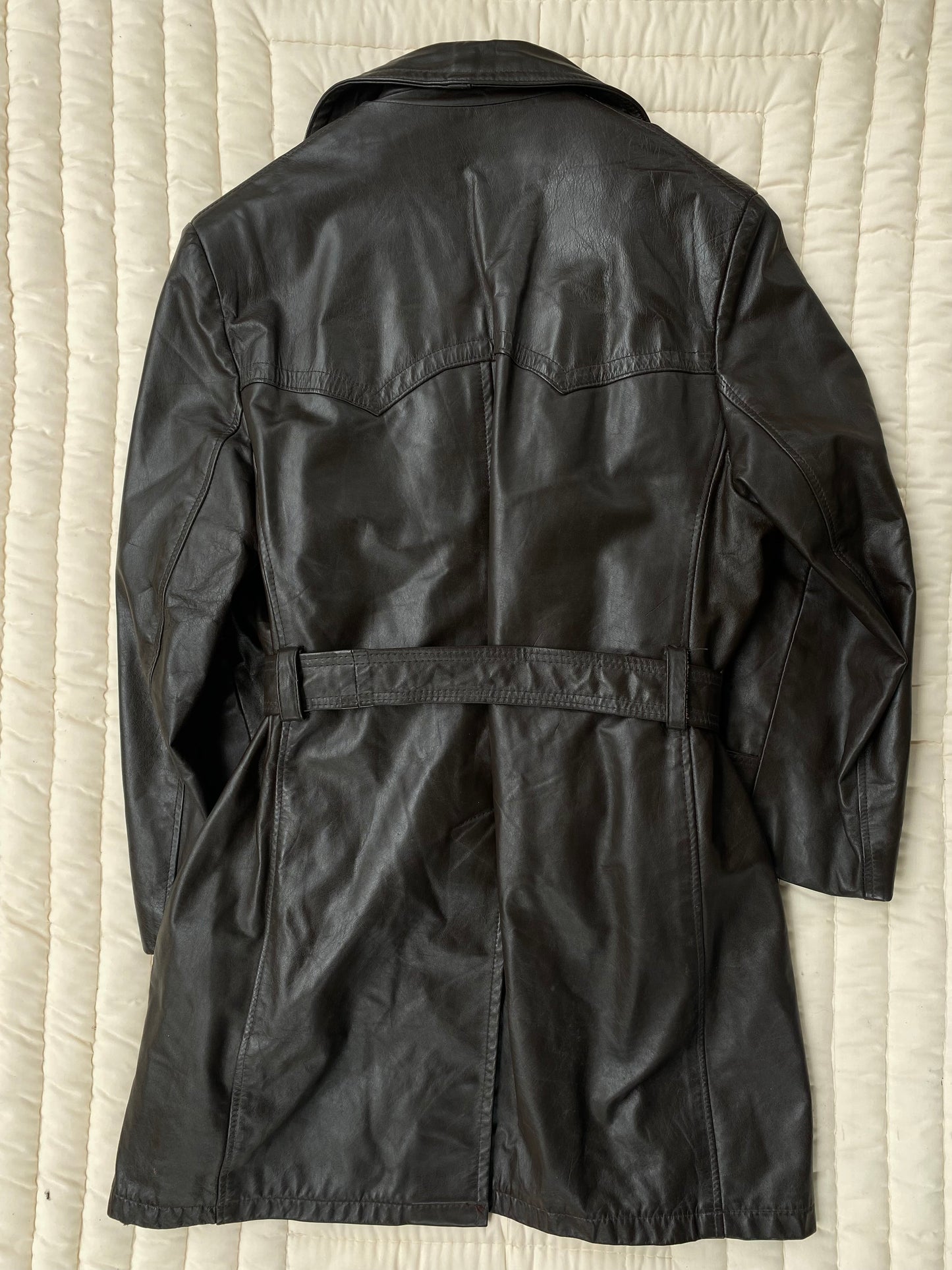 Vintage 1970s Franco Canadian Brown Leather Trench Coat – Size 36