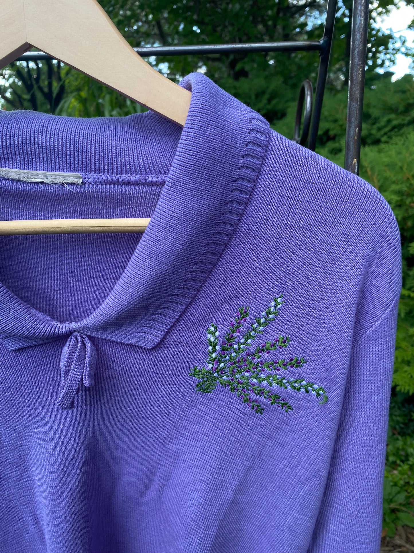 Vintage Lavender Textured Knit Top – Fits Like Small