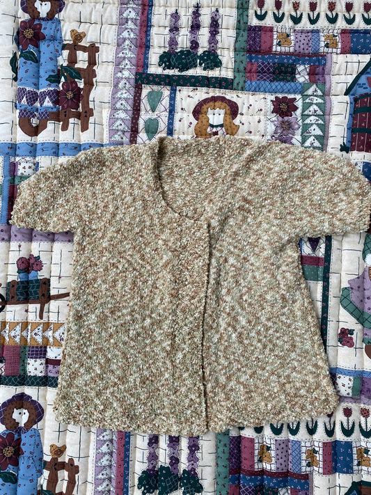 Chunky Speckled Open-Front Cardigan – Neutral Earth Tones