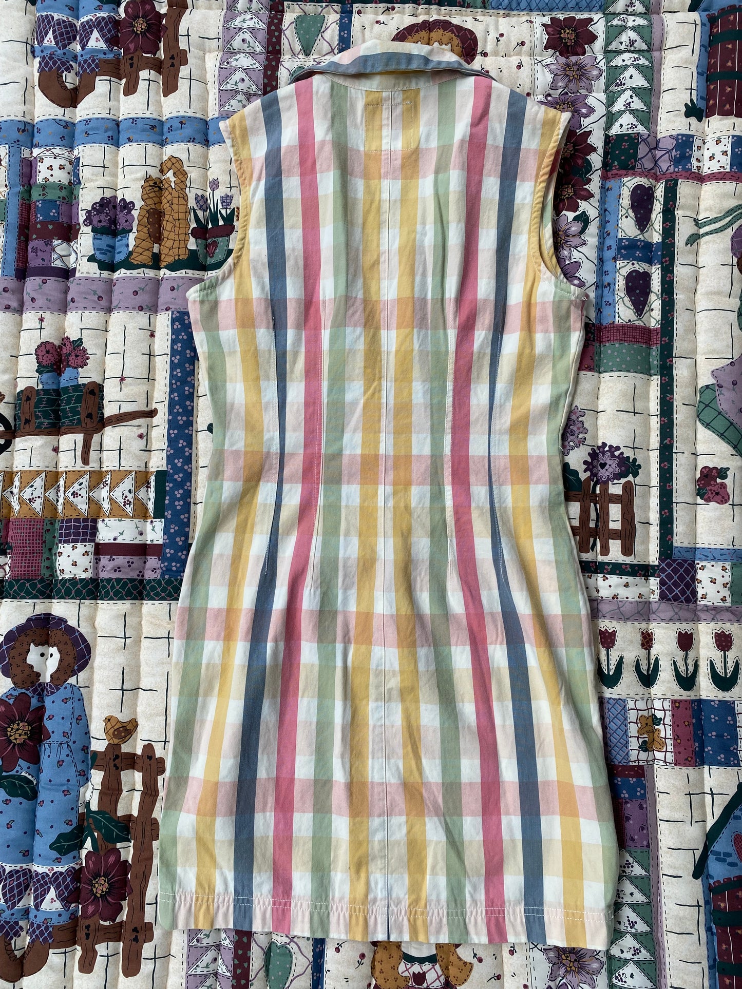 Vintage Esprit Pastel Plaid Sleeveless Zip-Front Dress (SOLD)