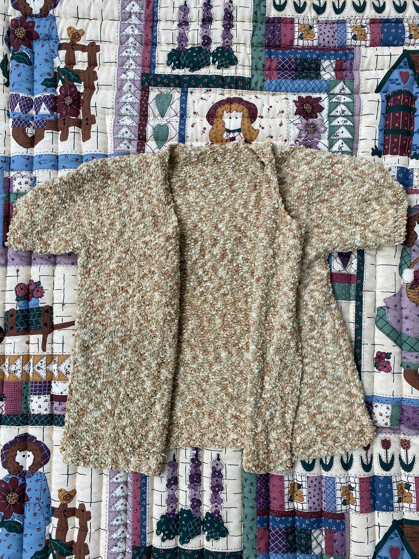 Chunky Speckled Open-Front Cardigan – Neutral Earth Tones