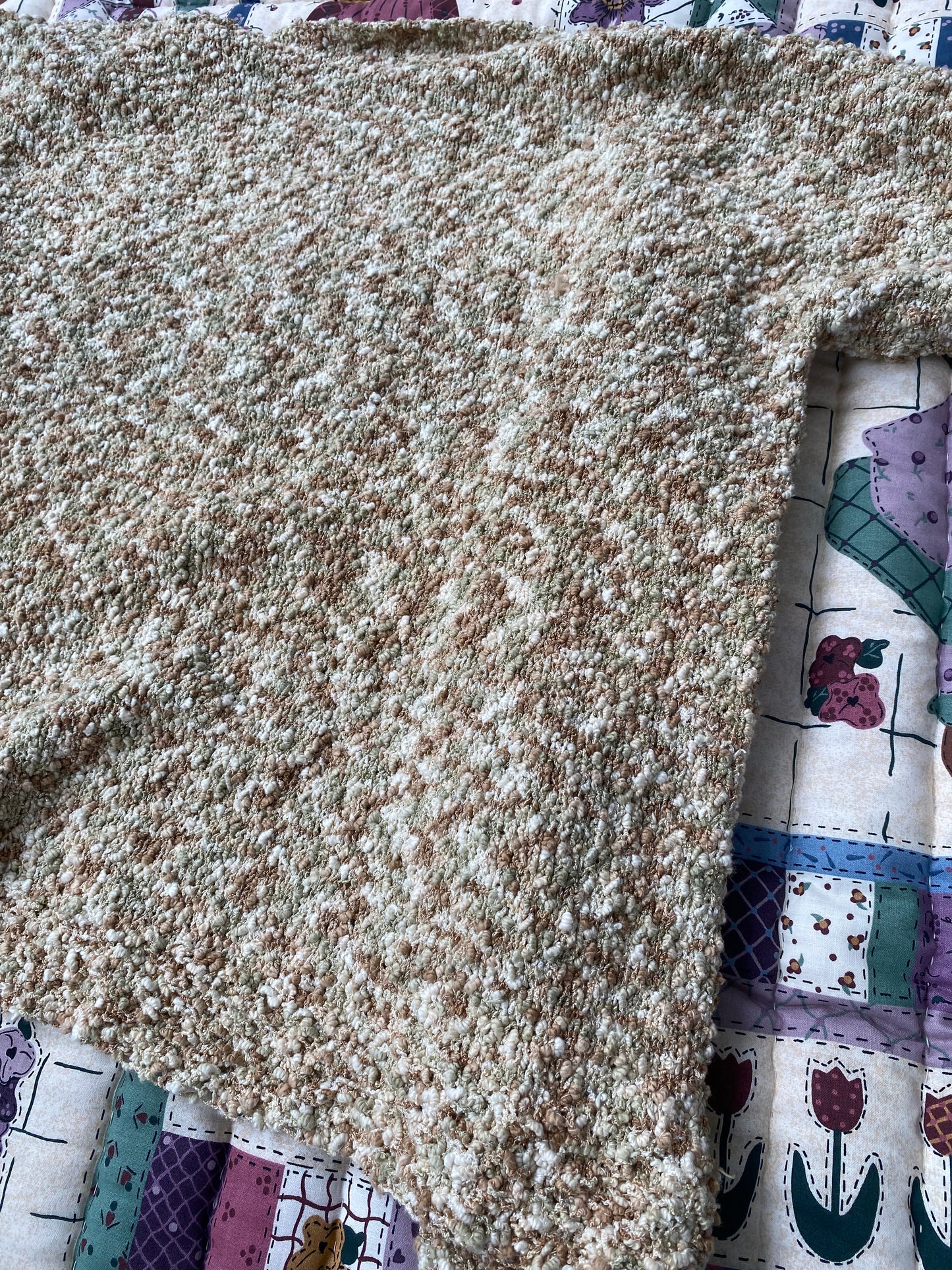 Chunky Speckled Open-Front Cardigan – Neutral Earth Tones