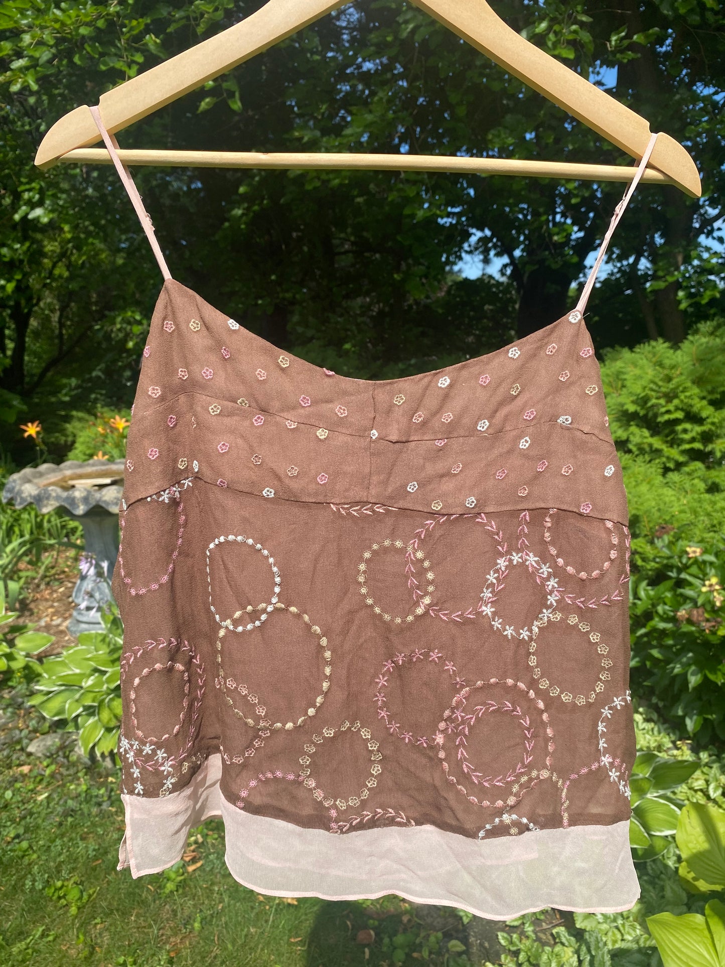 Vintage Brown Unique Stitching Cami
