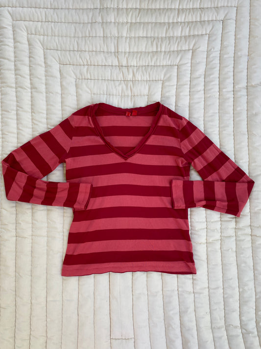 Y2K Red Striped Long Sleeve Top | Twilight Bella Swan Aesthetic