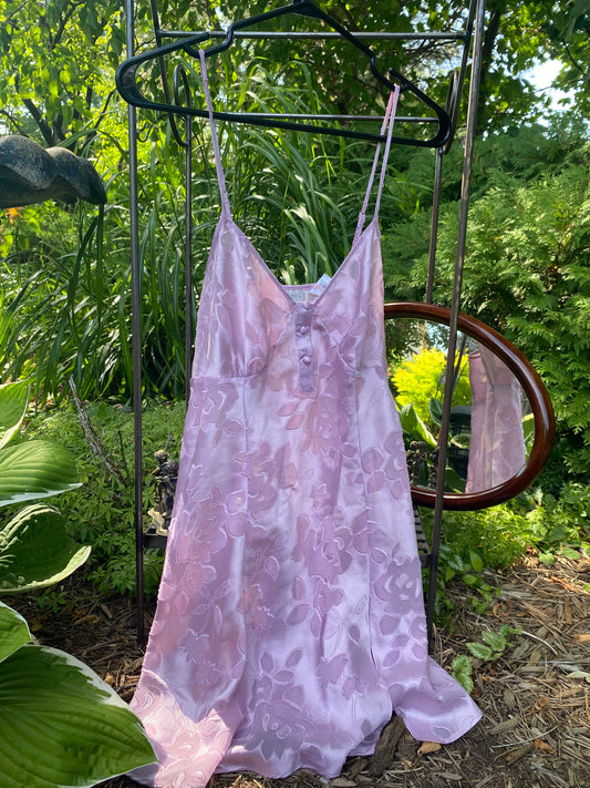 Vintage Lilac Satin Slip Dress | Coquette Cottagecore Lingerie