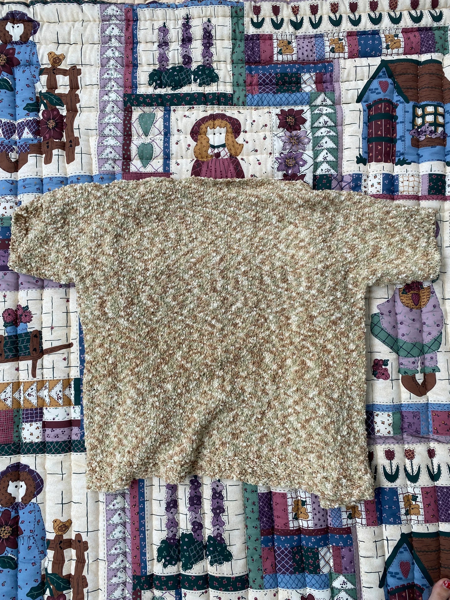 Chunky Speckled Open-Front Cardigan – Neutral Earth Tones