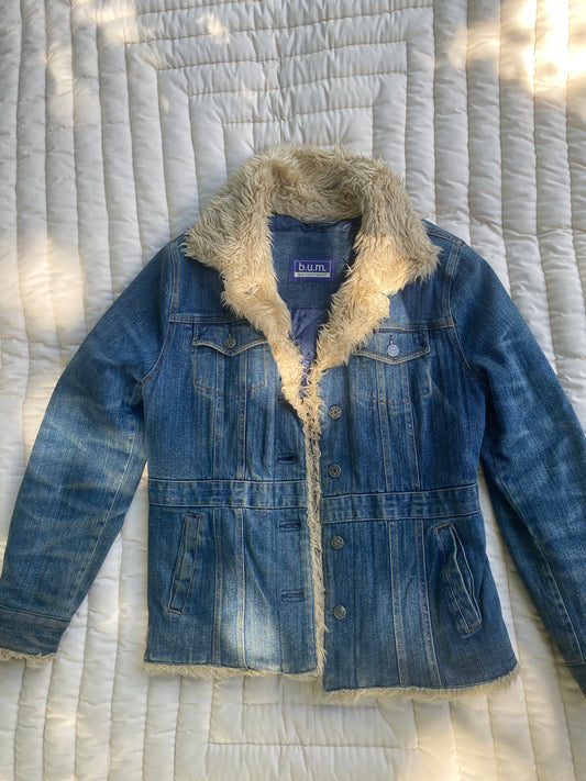 Vintage 70s Style Sherpa Denim Jacket