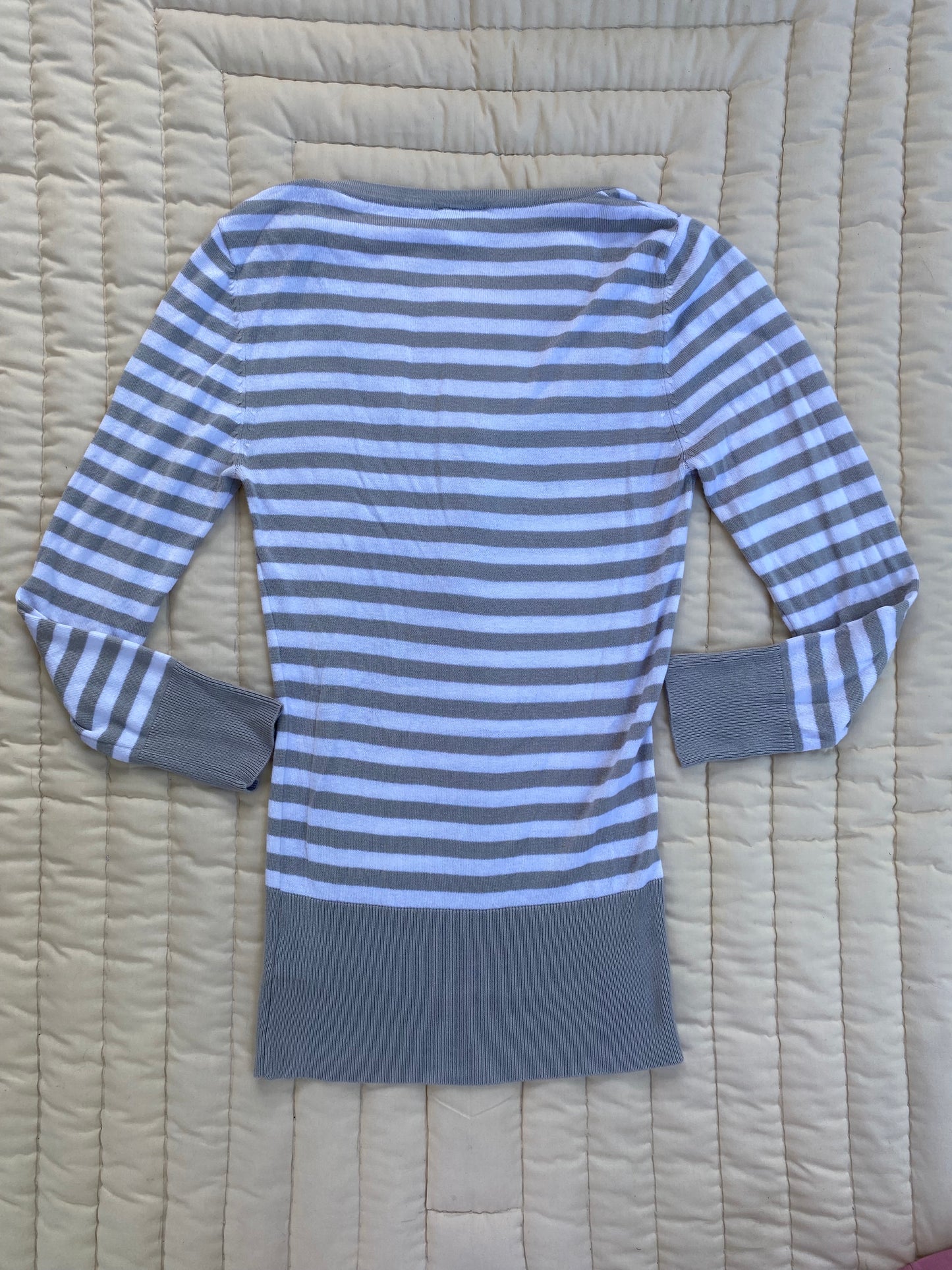 Vintage 2000s Gray & White Stripe Top | Moody Forks Layering Shirt