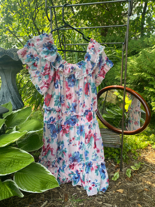 Floral Flutter Sleeve Cottagecore Midi Dress