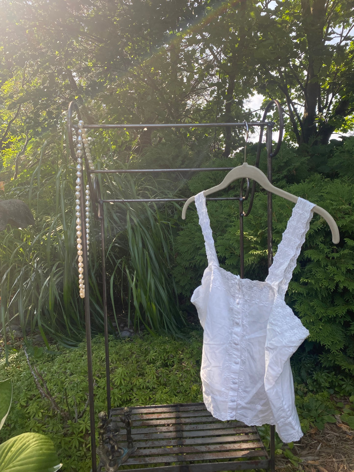 White Eyelet Lace Style Blouse