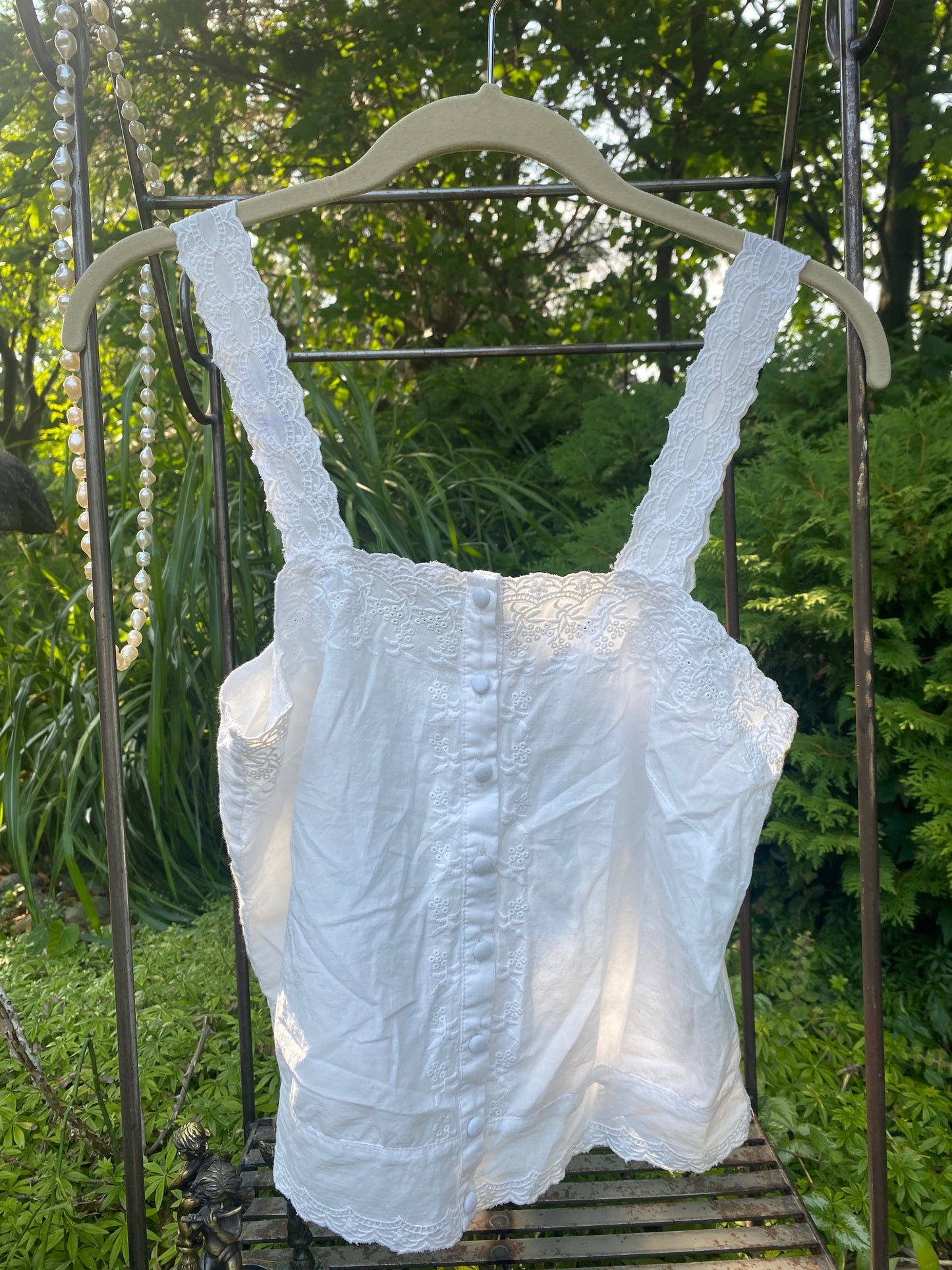 White Eyelet Lace Style Blouse